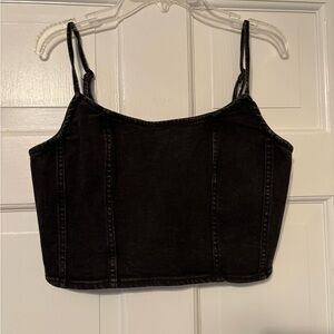 American Eagle Outfitters Black Denim Crop Top